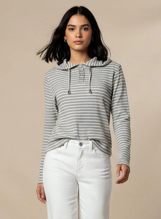 Splash FAV Women Regular Fit Striped Hoodie